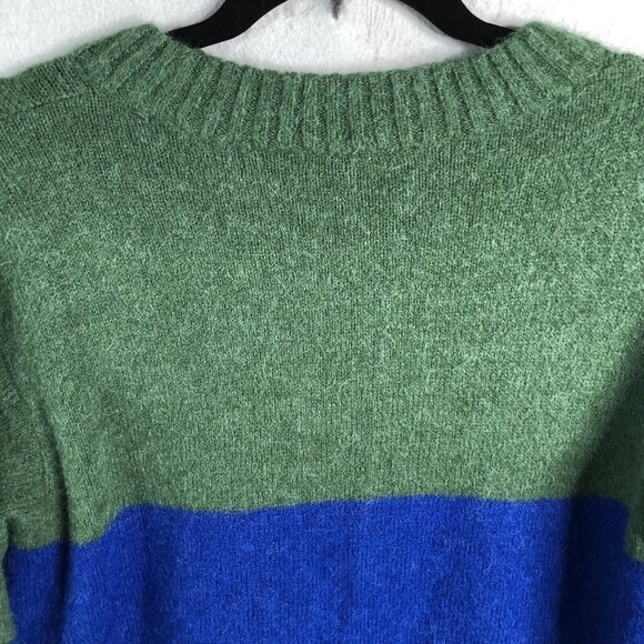 AYR Sweater Women Medium Green Blue Camel Alpaca Wool Blend The Kick Back Fuzzy - Picture 12 of 14
